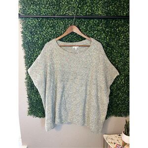 $198 New - Johnny Was Calme Basket Weave Knit Poncho Sweater Sage Green One Size